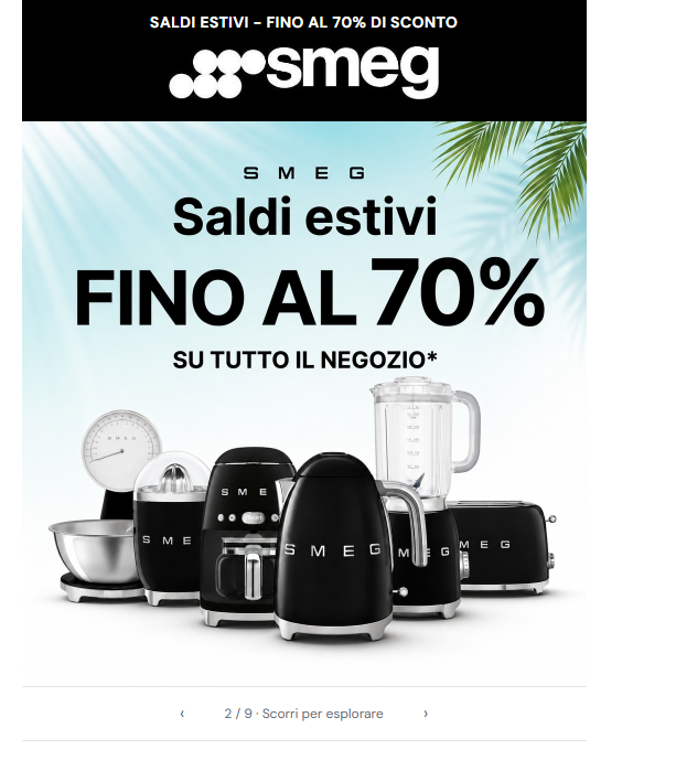 Smeg saldi estivi — sconti fino al 70% su tutto il negozio
